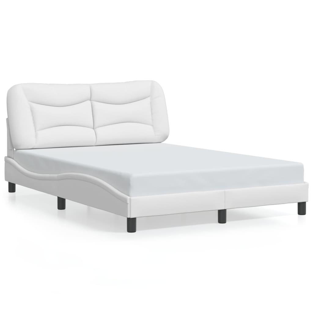 Sengeramme med LED-lys 120x200 cm kunstlæder hvid