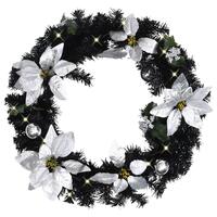 Julekrans med LED-lys 60 cm PVC sort