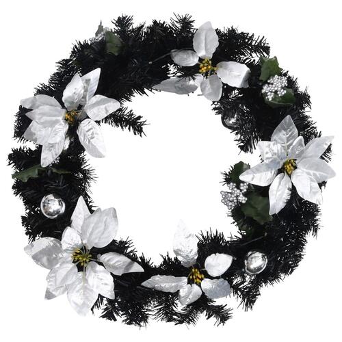 Julekrans med LED-lys 60 cm PVC sort
