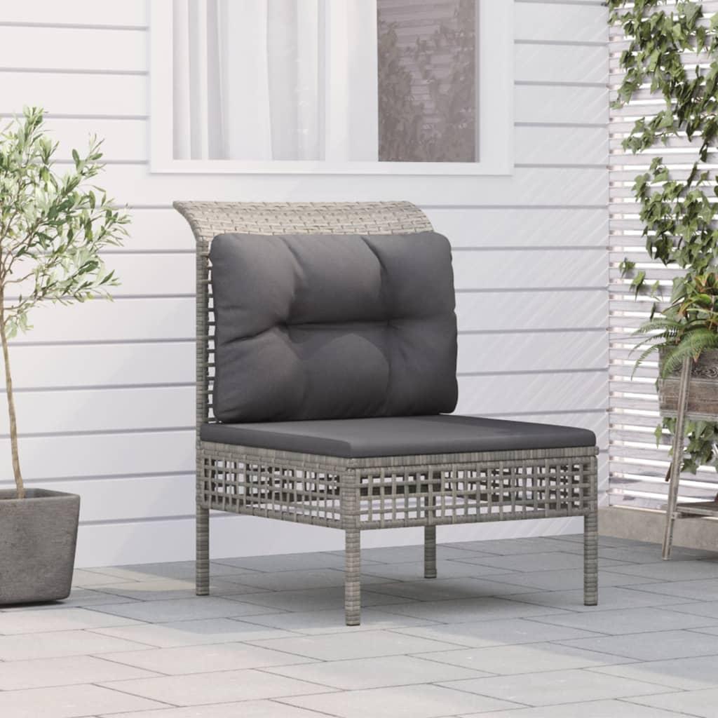 Midtermodul til havesofa med hynde polyrattan grå