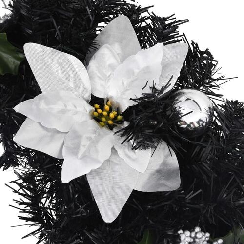 Julekrans med LED-lys 60 cm PVC sort