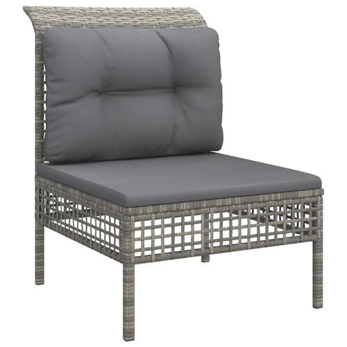 Midtermodul til havesofa med hynde polyrattan grå