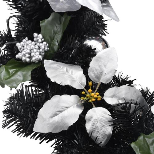 Julekrans med LED-lys 60 cm PVC sort