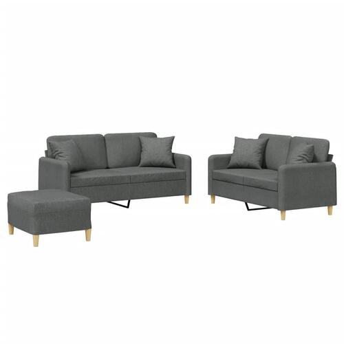 3 personers sofa med puder stof mørkegrå