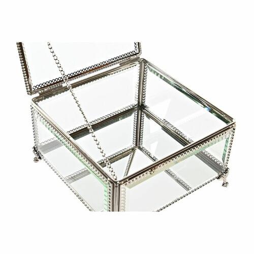 Smykkeskrin Krystal Metal 16 x 16 x 10 cm Sølvfarvet Gennemsigtig