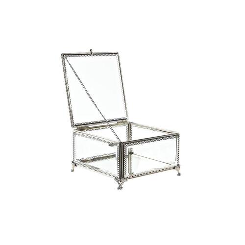 Smykkeskrin Krystal Metal 16 x 16 x 10 cm Sølvfarvet Gennemsigtig