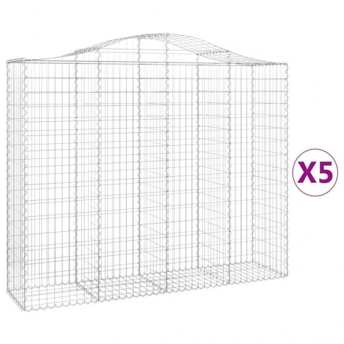 Buede gabionkurve - 5 stk. 200×50×160/180 cm i galvaniseret jern