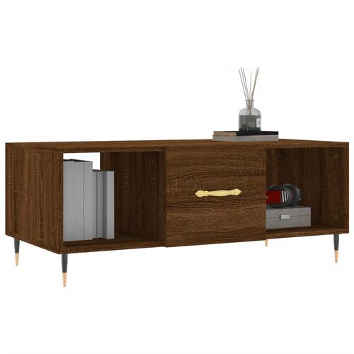 Sofabord 102x50x40 cm konstrueret træ brun egetræsfarve