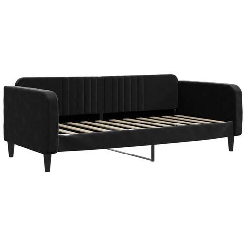 Daybed med udtræk og skuffer 90x190 cm velour sort
