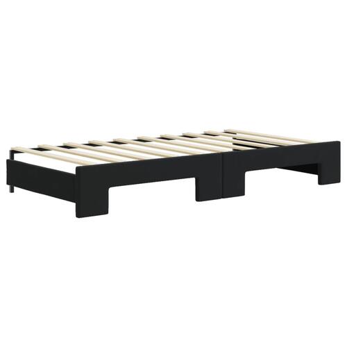 Daybed med udtræk og skuffer 90x190 cm velour sort