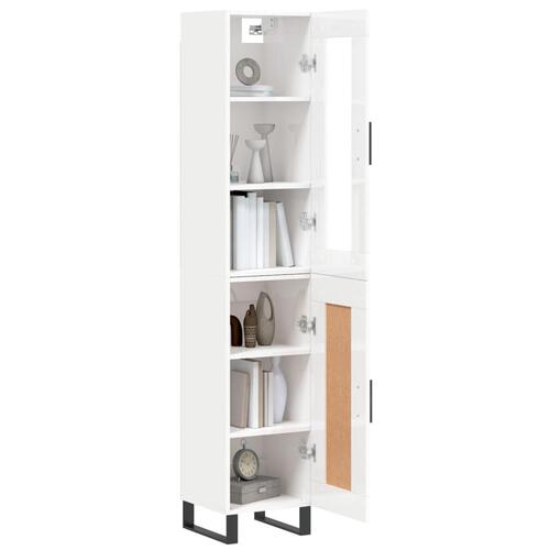 Skab 34,5x34x180 cm konstrueret træ hvid højglans