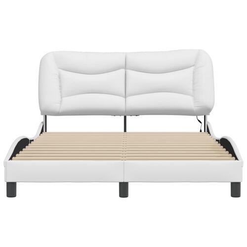 Sengeramme med LED-lys 140x190 cm kunstlæder hvid