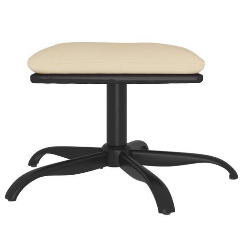 Fodskammel 60x60x36 cm stof og kunstlæder cremefarvet