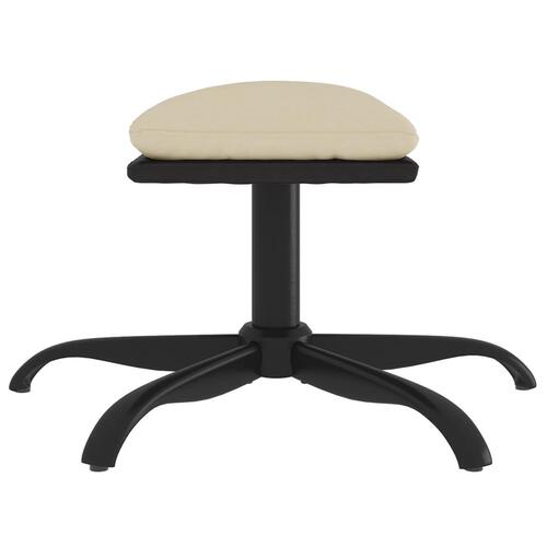 Fodskammel 60x60x36 cm stof og kunstlæder cremefarvet