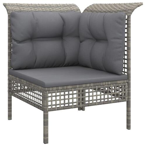Hjørnemodul til havesofa med hynde polyrattan grå