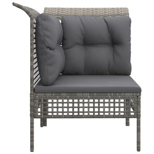 Hjørnemodul til havesofa med hynde polyrattan grå
