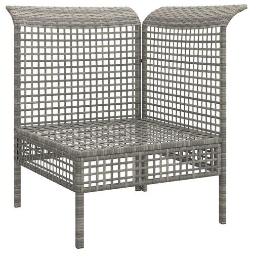 Hjørnemodul til havesofa med hynde polyrattan grå