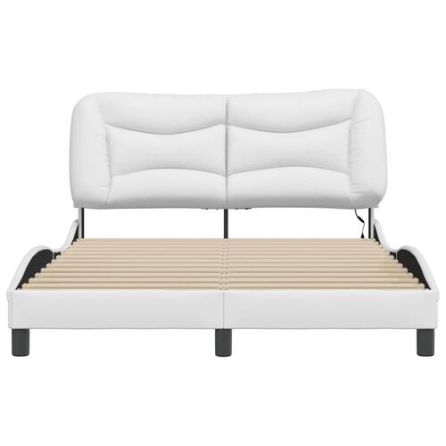 Sengestel med LED-lys 140x200 cm kunstlæder hvid
