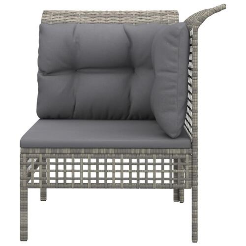 Hjørnemodul til havesofa med hynde polyrattan grå