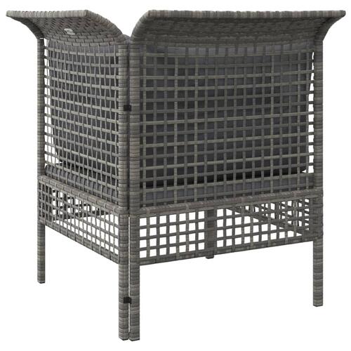 Hjørnemodul til havesofa med hynde polyrattan grå