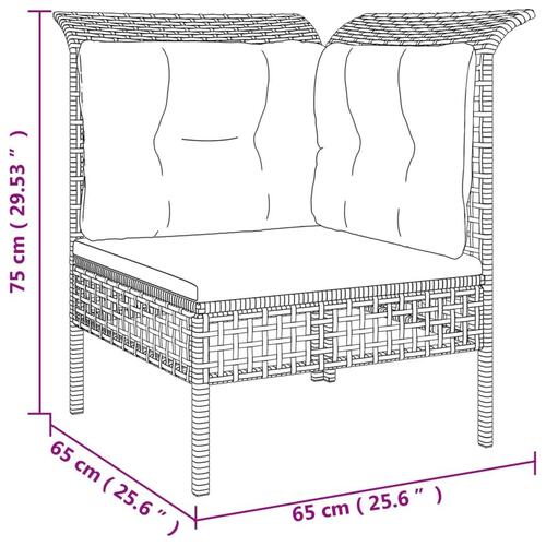 Hjørnemodul til havesofa med hynde polyrattan grå