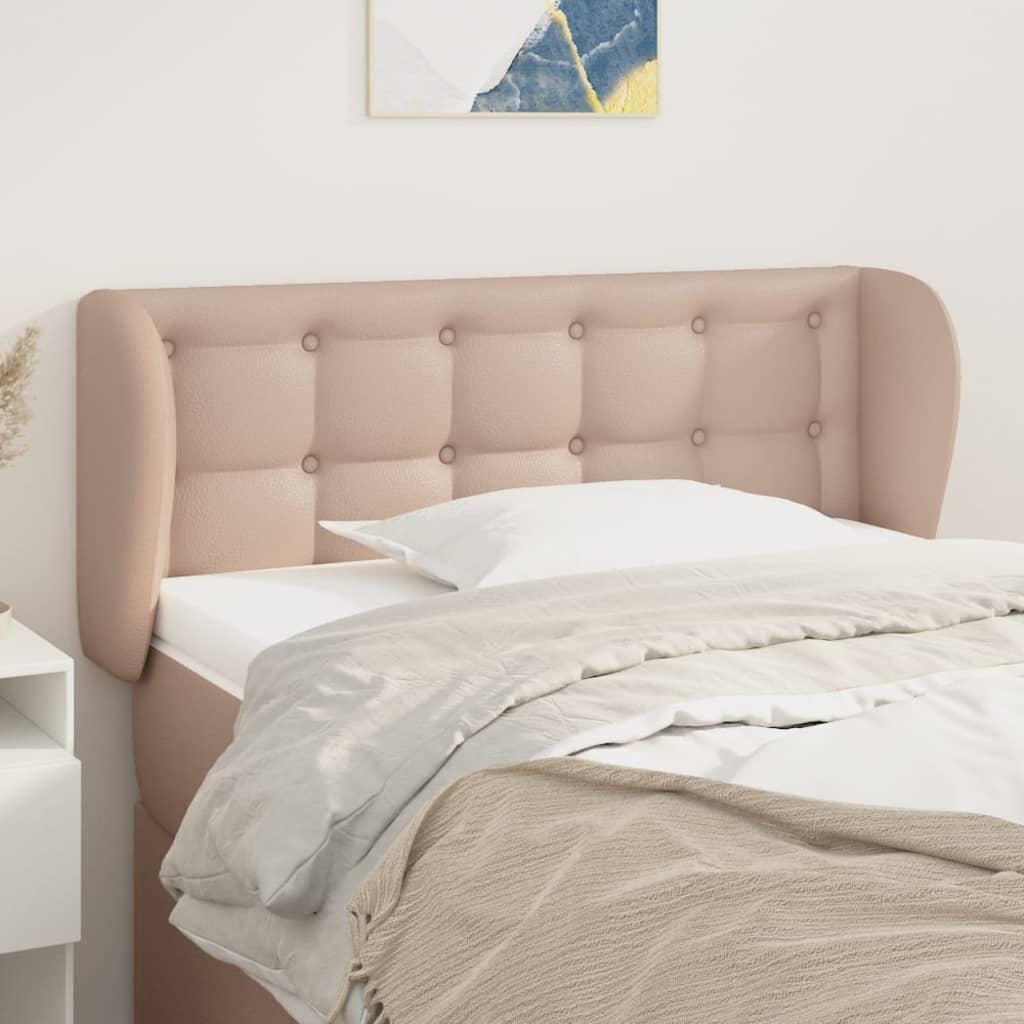 Sengegavl med kanter 103x23x78/88 cm kunstlæder cappuccino billede