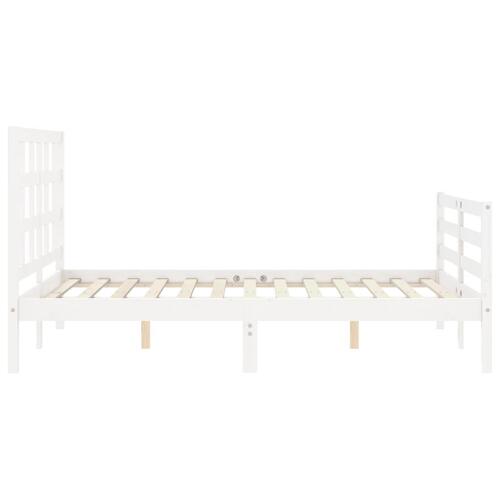 Sengeramme med sengegavl 140x200 cm massivt træ hvid