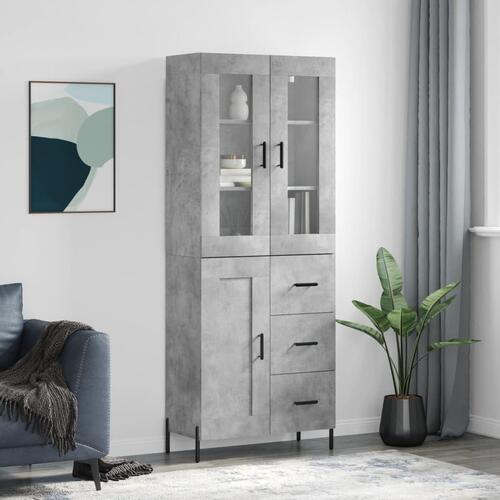 Højskab 69,5x34x180 cm konstrueret træ betongrå