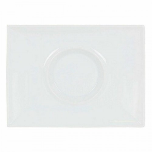 Inde flad gourmet-tallerken i porcelæn, hvid 29,5 × 22 × 3 cm - 6 stk.