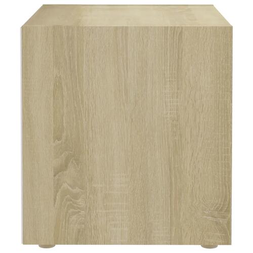 Tv-bord 37x35x37 cm konstrueret træ hvid og sonoma-eg