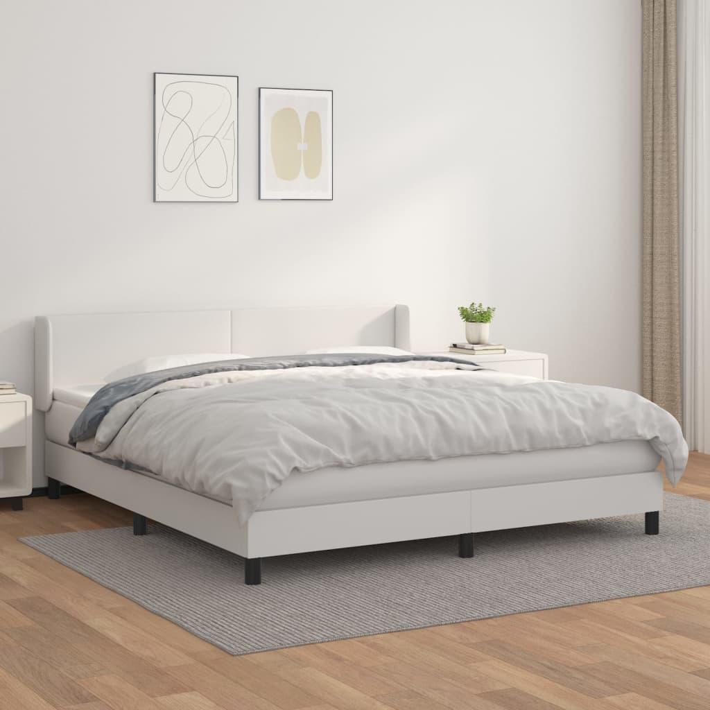 Kontinentalseng 160x200 cm kunstlæder hvid