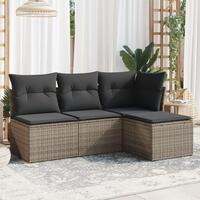Sofasæt til haven 4 dele med hynder polyrattan grå