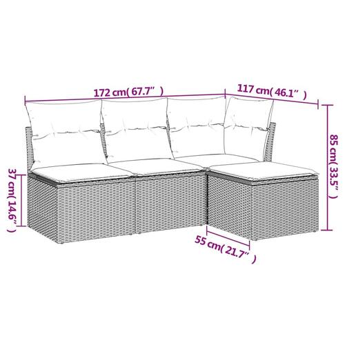 Sofasæt til haven 4 dele med hynder polyrattan grå