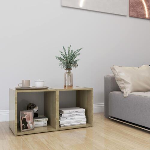 Tv-borde 2 stk. 37x35x37 cm konstrueret træ hvid og sonoma-eg