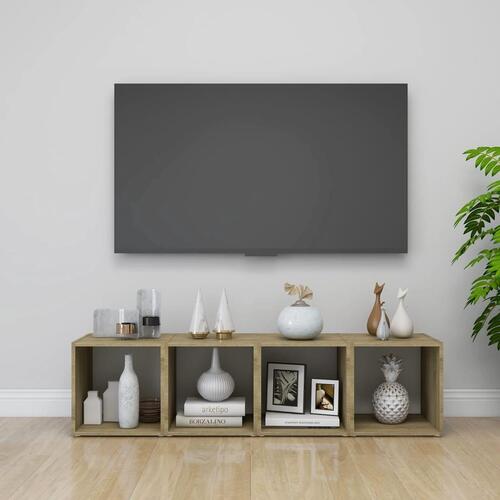 Tv-borde 2 stk. 37x35x37 cm konstrueret træ hvid og sonoma-eg