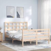 Sengeramme med sengegavl 140x200 cm massivt træ hvid