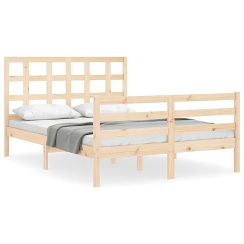 Sengeramme med sengegavl 140x200 cm massivt træ hvid