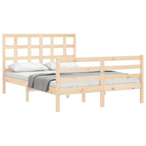 Sengeramme med sengegavl 140x200 cm massivt træ hvid