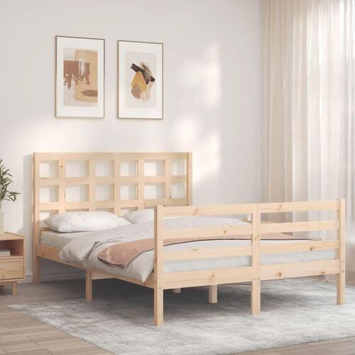 Sengeramme med sengegavl 140x200 cm massivt træ hvid