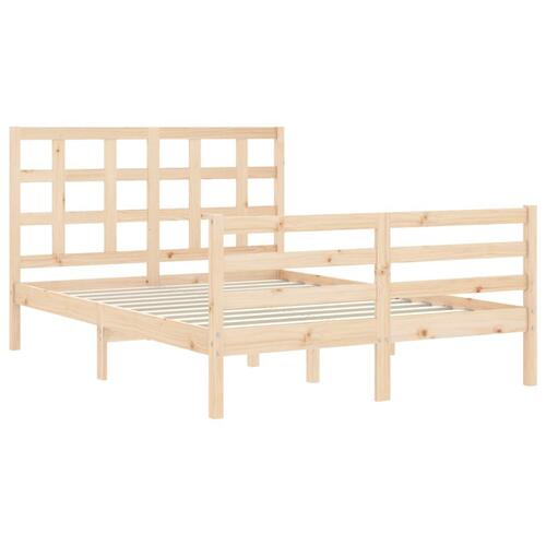 Sengeramme med sengegavl 140x200 cm massivt træ hvid