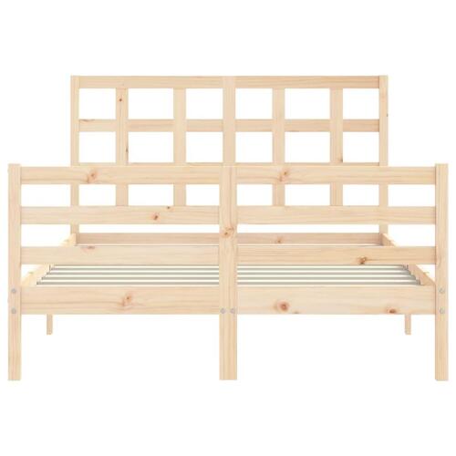 Sengeramme med sengegavl 140x200 cm massivt træ hvid