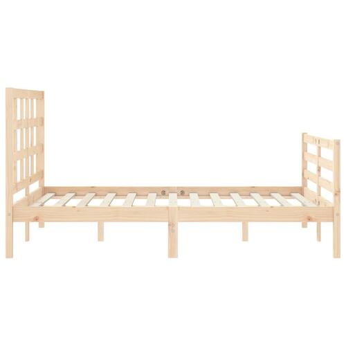 Sengeramme med sengegavl 140x200 cm massivt træ hvid