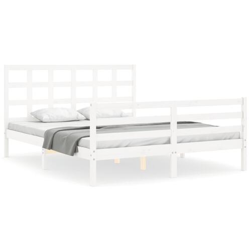 Sengeramme med sengegavl 160x200 cm massivt træ hvid