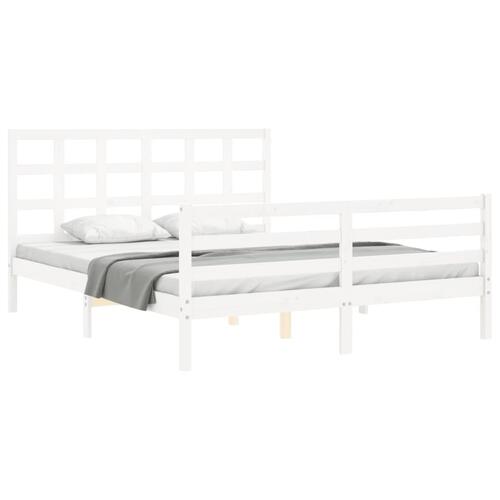 Sengeramme med sengegavl 160x200 cm massivt træ hvid