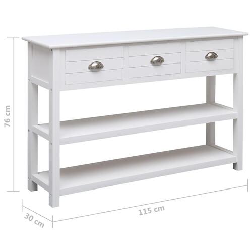 Konsolbord 115x30x76 cm træ hvid