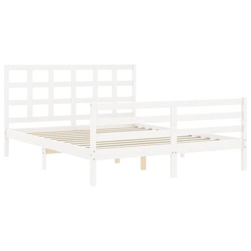 Sengeramme med sengegavl 160x200 cm massivt træ hvid