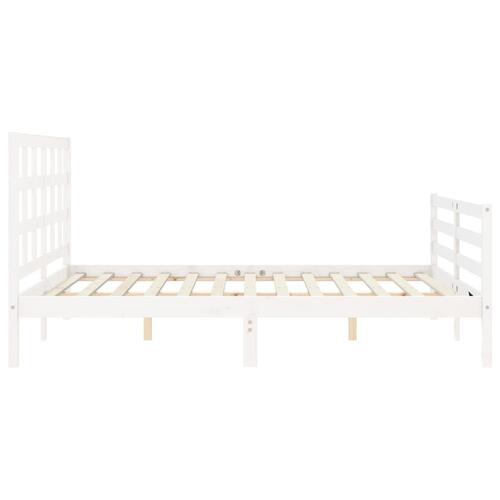 Sengeramme med sengegavl 160x200 cm massivt træ hvid