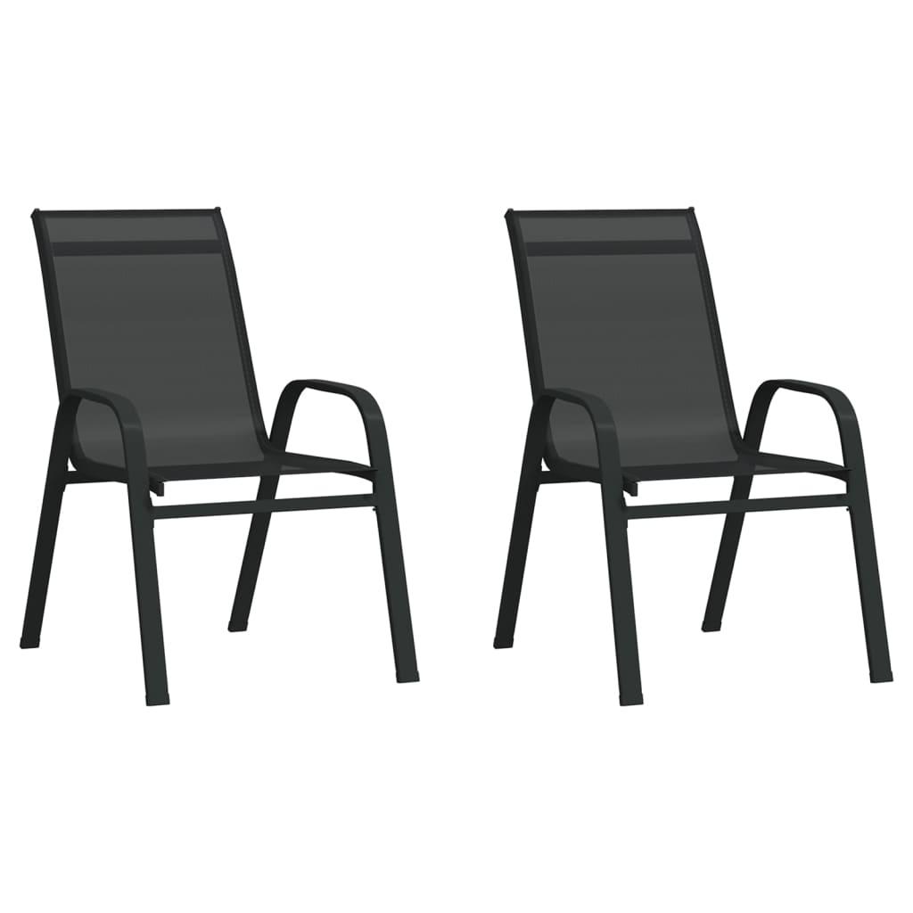 Stabelbare havestole 2 stk. textilene sort