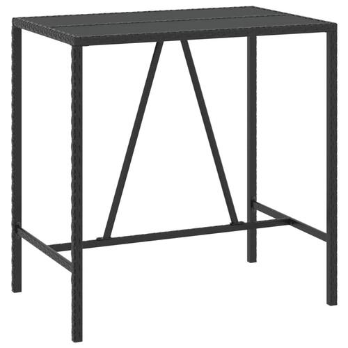 Barbord med glasplade 110x70x110 cm polyrattan sort