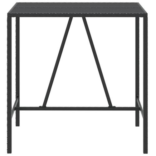 Barbord med glasplade 110x70x110 cm polyrattan sort
